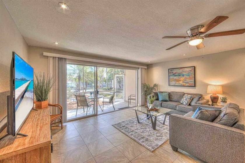 entertainment area with large tv sanibel vacation rentals